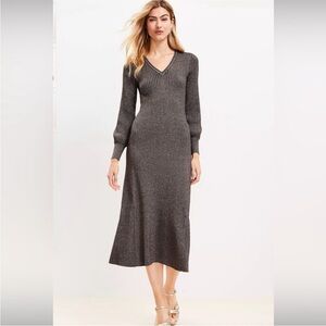 Loft shimmer ribbed sweater dress